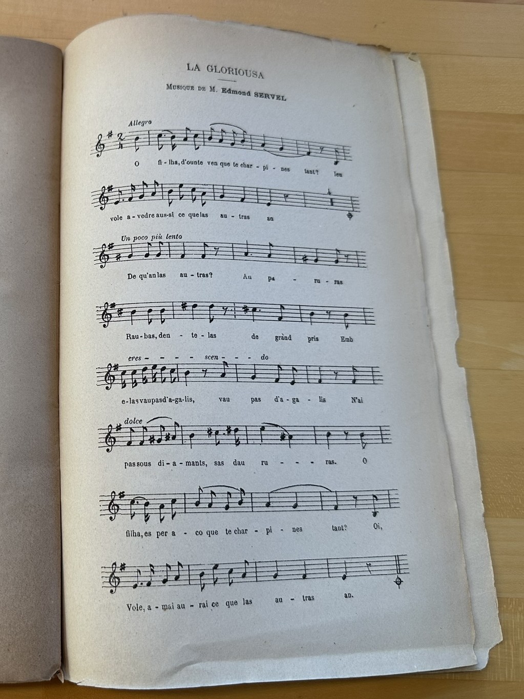 Sheet of music for La Gloriousa.